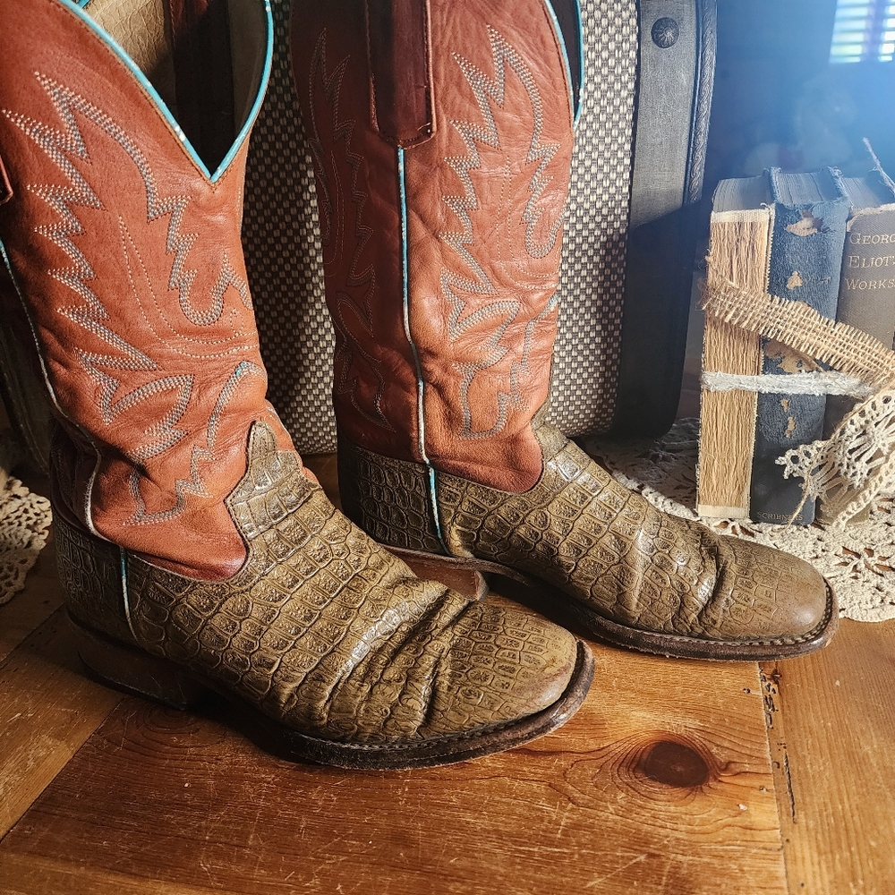 Horse Power Western Boots Square Toe Great Condition